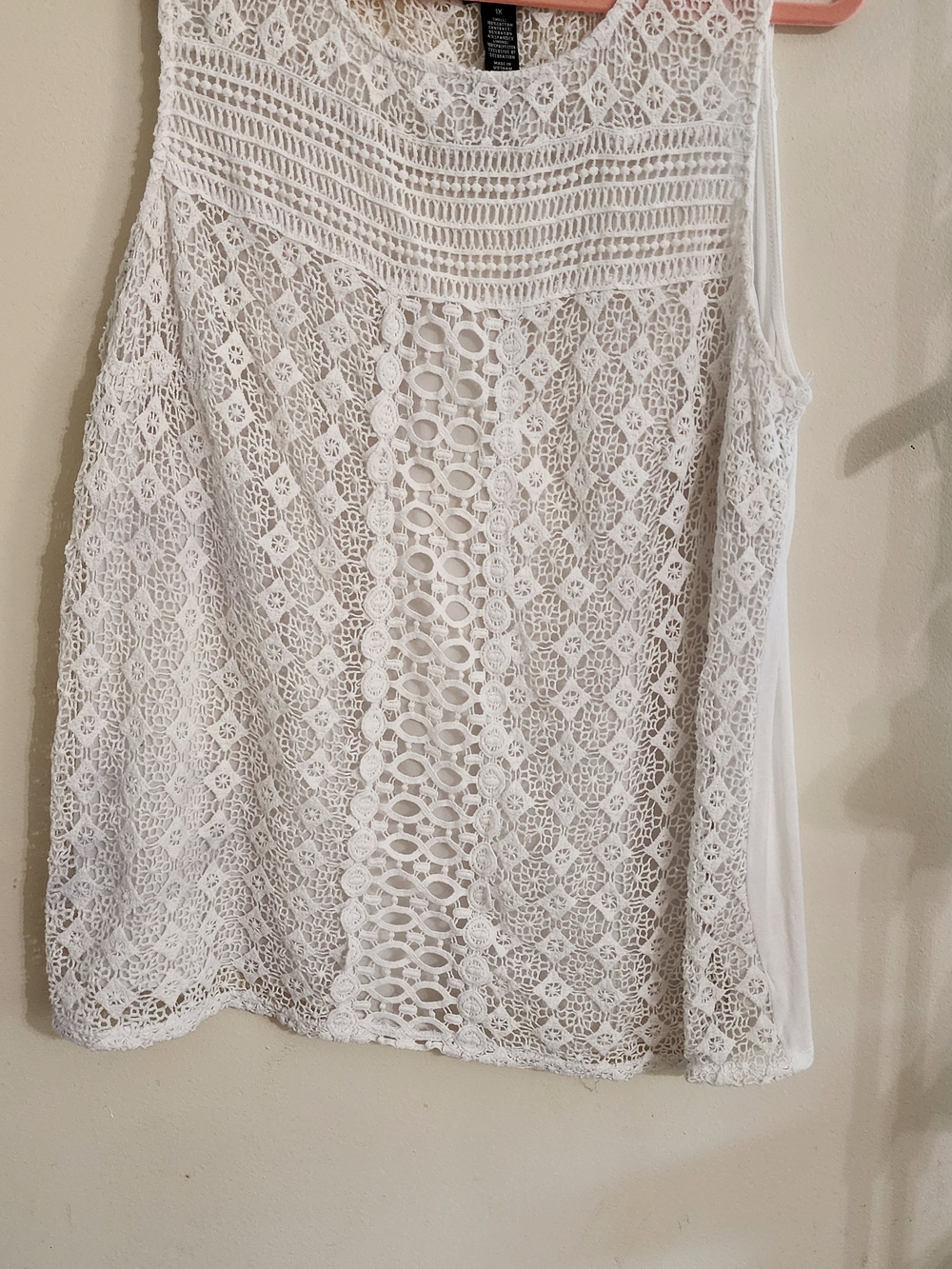 New Directions Woman White Crochet Tank Top - Size 1X